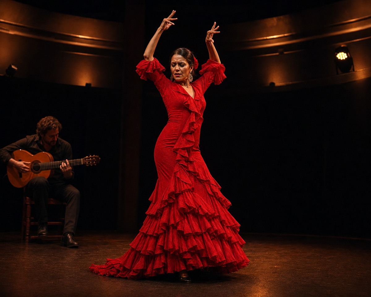 Flamenco dancers performing live